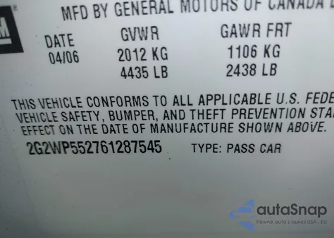 2006 Pontiac Grand Prix z USA, uszkodzony, nr VIN 2G2WP552761287545